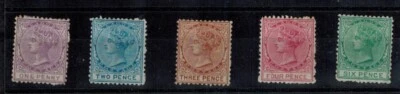 Nigeria - Lagos 1874 primeras emisiones SG 1/6, 1d - 6d MNG HR Full Perfs GEM CV L600 Foto 1 de 2