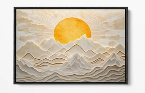EASTERN STYLE MOUNTAIN SUNSET -DEEP FLOAT EFFECT FRAMED CANVAS WALL ART PRINT - Picture 1 of 12