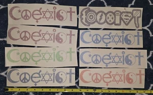 8pc Decal Lot = 9"/Large "COEXIST" Diecut Style Vinyl Stickers Christian Muslim - Bild 1 von 4