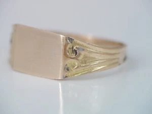 VINTAGE ART DECO 10K GOLD SIGNET RING NO MONO sz 3 - Photo 1 sur 7