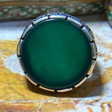 WOW islamic handmade round 925 sterling silver ring natural agate aqeeq akik