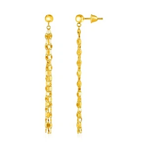 14k Yellow Gold 2.50in Long x 0.25in Width Polished Fashionable Drop Earrings - Picture 1 of 2