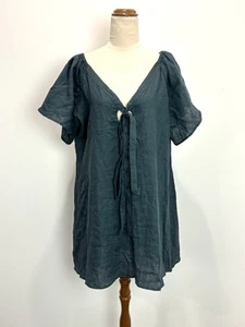 Aulieude Womens Linen Dress XL Emerald Green Mini Flowy Formal Wedding Occasion - Picture 1 of 10