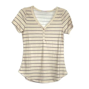 XS BAILEY LuLaRoe Y Neck Top ~ CREAM & CHARCOAL GRAY STRIPES ~ Sizes 0-2; nwt - Picture 1 of 4