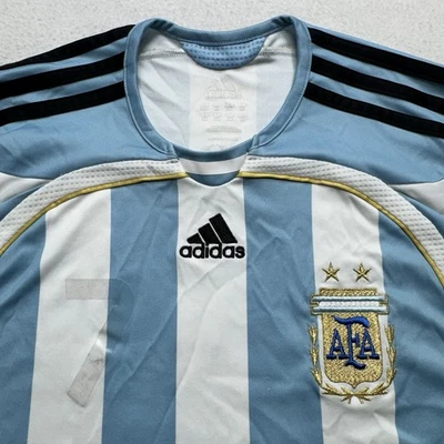 Argentina National Team 2006-2007 Home Adidas Jersey Youth Sz MED DISTRESSED #7 - Image 1 of 4
