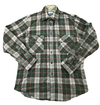 Vintage Fieldmaster Shirt Men Medium Green Plaid Flannel Wool Blend Work Outdoor - Image 1 of 4