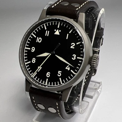 42 мм Laco Memmingen ручной ветер механические пилот часы черный циферблат с коробкой и бумаги - Изображение 1 из 4
