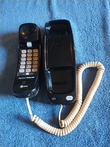 AT&T 210 Trimline Push Button Corded Phone Black Desk Wall Mountable Hold Button - Picture 1 of 13