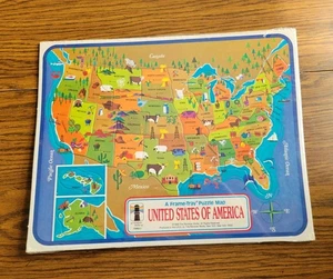 Vintage 1968 Rahmen Tablett Puzzle Karte Vereinigte Staaten von Amerika NEU versiegelt Regenbogen funktioniert - Bild 1 von 8