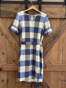 Pendleton blau hellbraun kariert Wolle Gürtel Kleid klassisch adrett Old Money Damen 16 - Bild 1 von 5