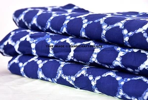 5 Yard Natural Indigo Blue Dyed Handmade Fabric Cotton Dabu Tie Dye Print Fabric - Picture 1 of 4