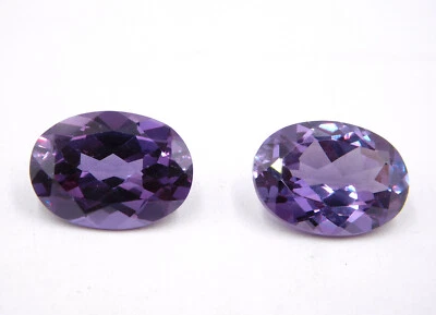 13x18 MM Lab Created Alexandrite Oval Cut Loose Gemstone 32.5 Cts 2 Pcs P-3353 - Image 1 of 4