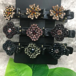 3 PC 4” Sparkling Crystal Braided Hair Clip Set New Free Ship 131 - Picture 1 of 6