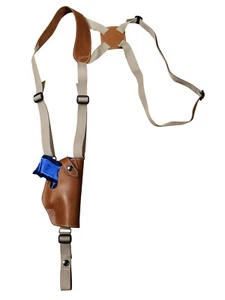 NEW Barsony Vertical Tan Leather Shoulder Holster Springfield Comp 9mm 40 45 - Picture 1 of 7