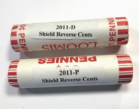 2011 P & D Lincoln Shield Cent Uncirculated Bank Rolls OBW Philadelphia & Denver Cover