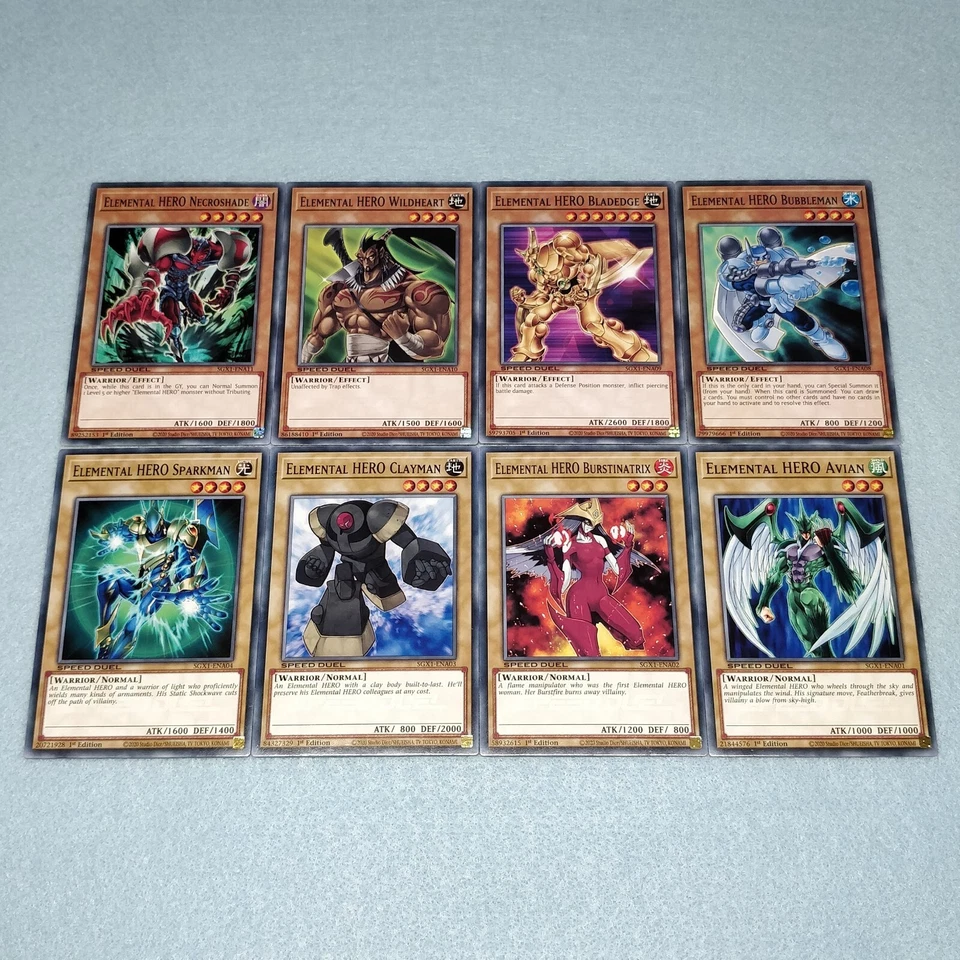 Yugioh Elemental HERO 8 Card Set Avian Burstinatrix Sparkman Bubbleman Clayman - Image 1 of 1