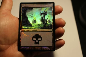 MTG *FOIL* Swamp Land Card Mirrodin Edition #298 - Black - Magic the Gathering - Picture 1 of 11