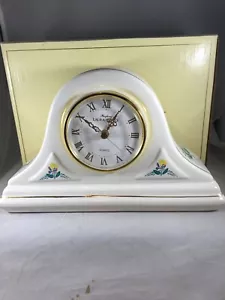 Laura Ashley Quartz Clock Parfums Ivory/Flower Gold Trim Mantle Battery Operated - Picture 1 of 12