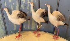 3 Vintage Spun Cotton & Feather Storks/Crane Floral Craft Decor Figures