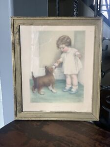 Bessie Pease Gutmann THE REWARD Art Print Frame Vintage 1930s Girl Dog Ice Cream