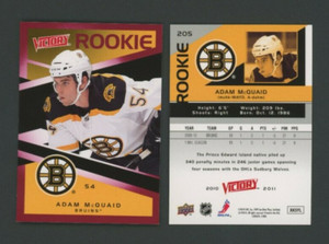 2010-11 Upper Deck Victory Red Adam McQuaid #205 Rookie RC MINT