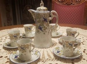 Nippon Japan Chocolate Pot with Cups & Saucers Blue Birds. Nice. - Picture 1 of 18
