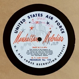 GEORGE SHEARING WAF BAND MANHATTAN MELODIES 16" RADIO SHOW TRANSCRIPTION DISC - Picture 1 of 4