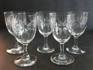 MCM Atomic Starburst / Sunburst 2 oz.Cordial Glasses Set of 5 - Picture 1 of 3