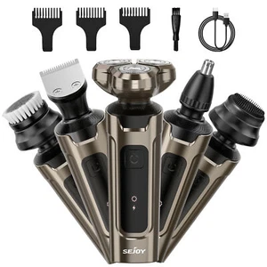 SEJOY 5in 1 Electric Rotary Shaver Beard Nose Hair Trimmer Wet Dry Razor for Men - Picture 1 of 8