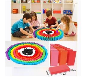 Kids Building Blocks Dominoes Set Wooden Tiles Fun Games Colors Arts Crafts Toy 