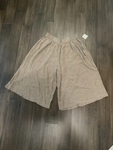 Halogen Black Tan Pin Dot Wide Leg Pull On Cropped Pants Size L - Picture 1 of 6