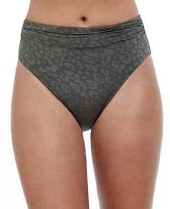 Profile by Gottex Luminous Safari Side Shirred High Waist Pant Green Size 12 - Picture 1 of 1