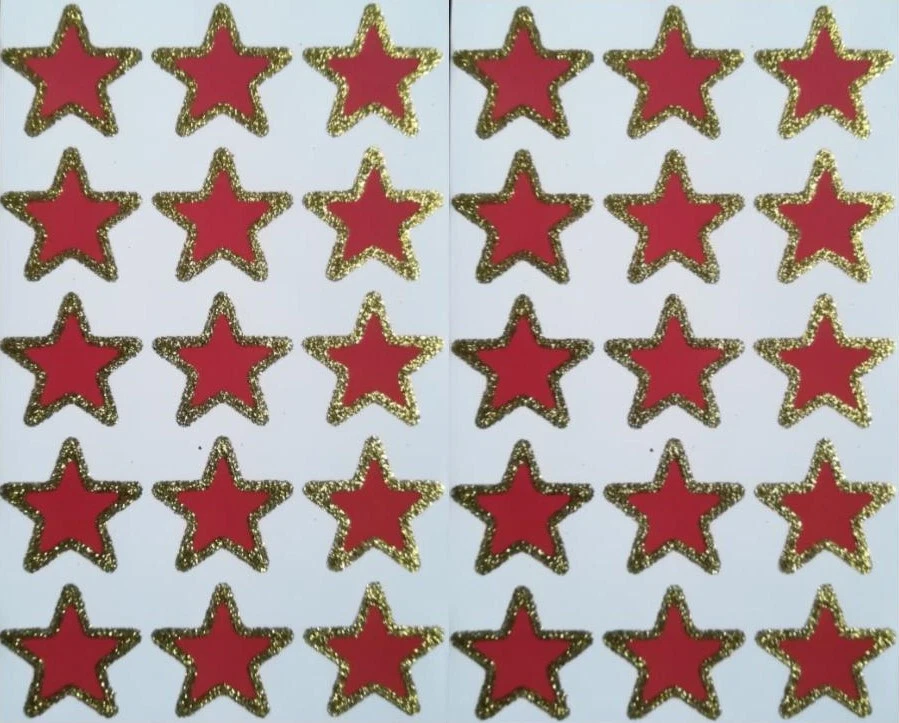 30x STERNE 2,2 cm ROT GOLD AUFKLEBER A21 Bastel Geburtstag Weihnacht STICKER - Bild 1 von 1