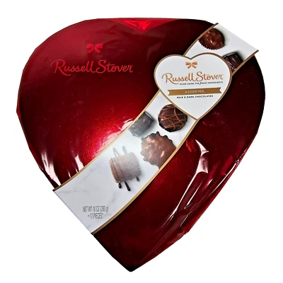 Russell Stover Assorted Milk & Dark Chocolates Heart Shaped Box 10oz (17pc) - Image 1 of 4