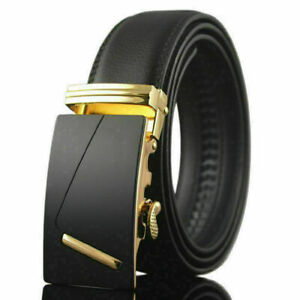 Luxury Men's Business Alloy Automatic Buckle Leather Waistband Waist Strap Belt