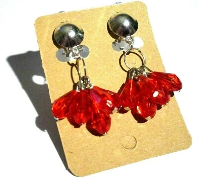 Ohrclips Clips rot silberf Tropfen 5 cm lang - Bild 1 von 4