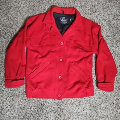 Abrigo de lana rojo forrado vintage Woolrich para mujer M Foto 1 de 4
