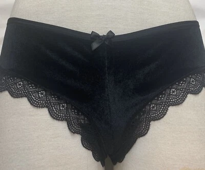 Victoria's Secret очень сексуальная коллекция черный бархат с ремешками нахальный трусики маленький S - Изображение 1 из 4