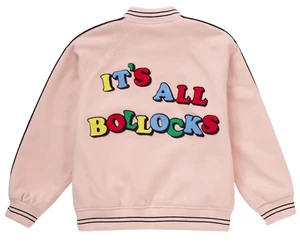 SS21 SUPREME IT'S ITS ALL BOLLOCKS VARSITY JACKET DUSTY PINK SZ XL (Bin #4) - Picture 1 of 4