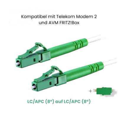 Glasfaserkabel LC/APC (8°) SIMPLEX LWL 0,5m-75m weiß CONBIC® + FREE LC ADAPTER - Bild 1 von 4