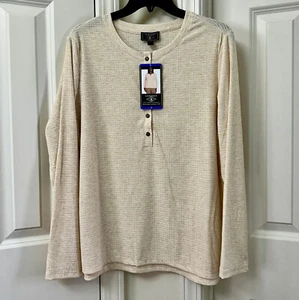 G.H. Bass & Co. Ladies' Long-Sleeve Henley Top, Size-L - Picture 1 of 9