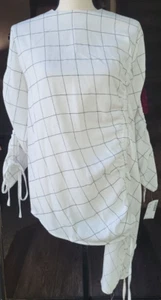 Concept XL Riemenscheibe detailgeprüfte Bluse Tunika ~ Hi-Lo Seite-zu-Seite Saum ~ Ruching - Bild 1 von 3