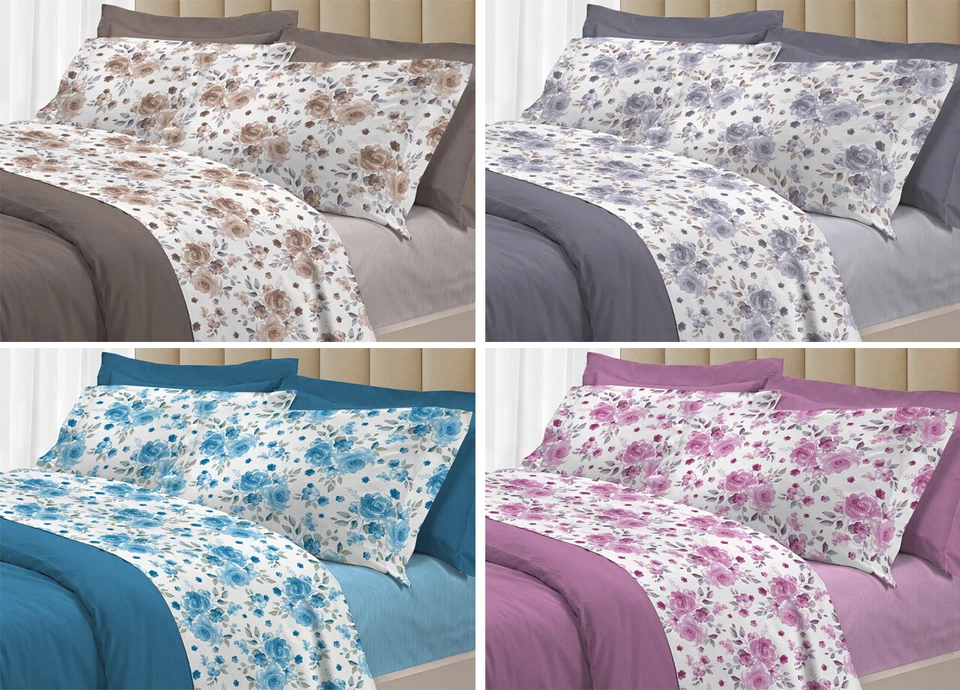 COINGROSTEX Parure Completo Lenzuola Letto Puro Cotone Modello 30Ventisette Rosa