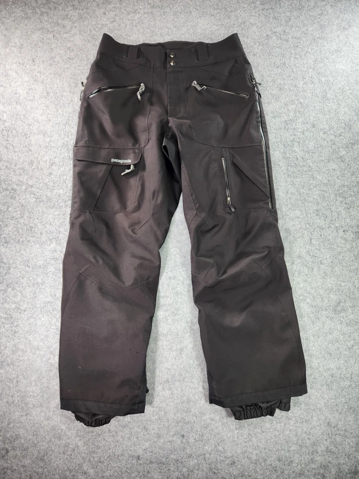 Patagonia Ski Pants Mens Medium Powder Bowl Black Snowboard Zipper Pockets h2no - Image 1 of 4