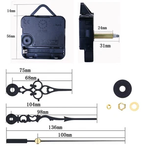 Quarz Uhrwerk Lautlos mit Zeigersatz 31mm Schwarz Gold Quarzuhrwerk Schleichend - Afbeelding 1 van 7