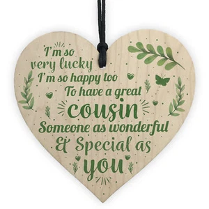 Handmade Special Cousin Gift Wooden Heart Plaque Birthday Friendship Keepsake - Picture 1 of 8