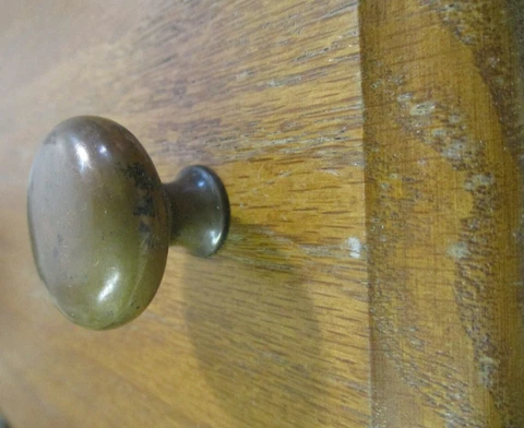 Solid Turned Polished Dark Brass 1900s Pull Knob Cabinet Door Drawer 1 Antique Cover
