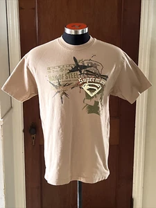 Superman Man of Steel Official Brand T-Shirt LARGE Tan Daily Planet DC Comics - Picture 1 of 6