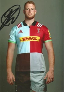 ARLEQUINS RUGBY UNION: GEORGE MERRICK FIRMADO 6x4 FOTO RETRATO + CERTIFICADO DE AUTENTICIDAD - Imagen 1 de 1