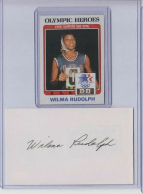 Wilma Rudolph Signed / Autographed Index & Olympic Card  CAS COA  3x Gold Medal - Image 1 of 2